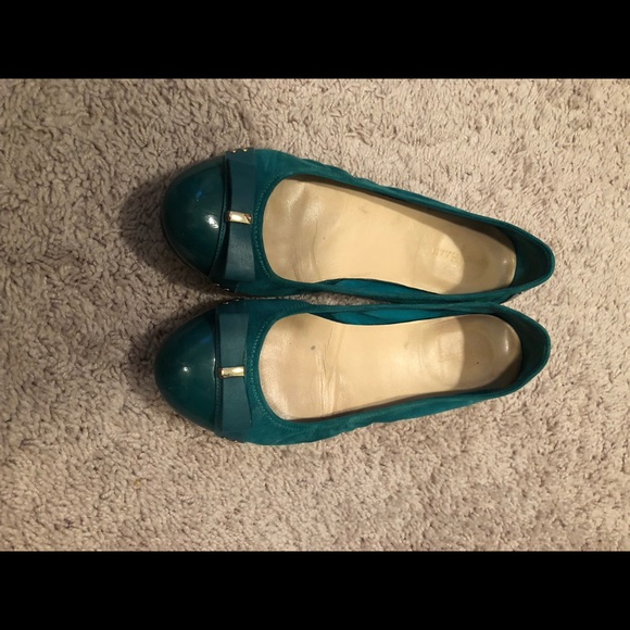 Cole Haan Nike Air cushioned flats - teal suede - Picture 1 of 3